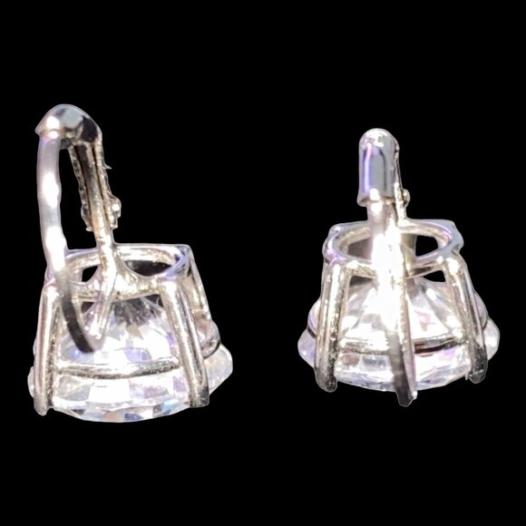 Earrings Dangle Cubic Zirconia CZ Sterling Silver 925 Women - Picture 4 of 5